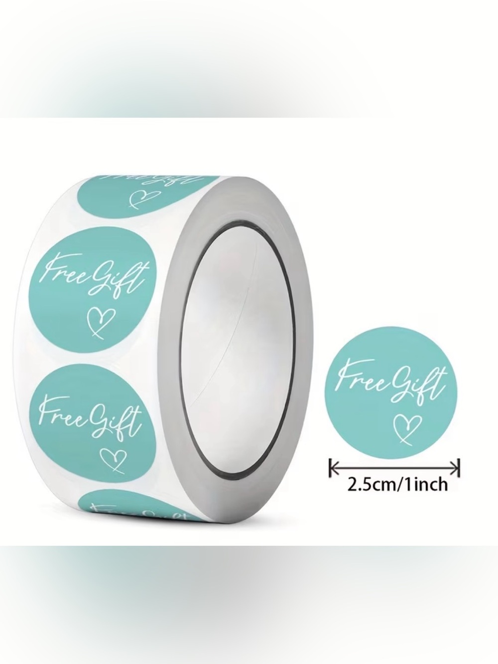 Turquoise "Free Gift" Round Sticker Roll